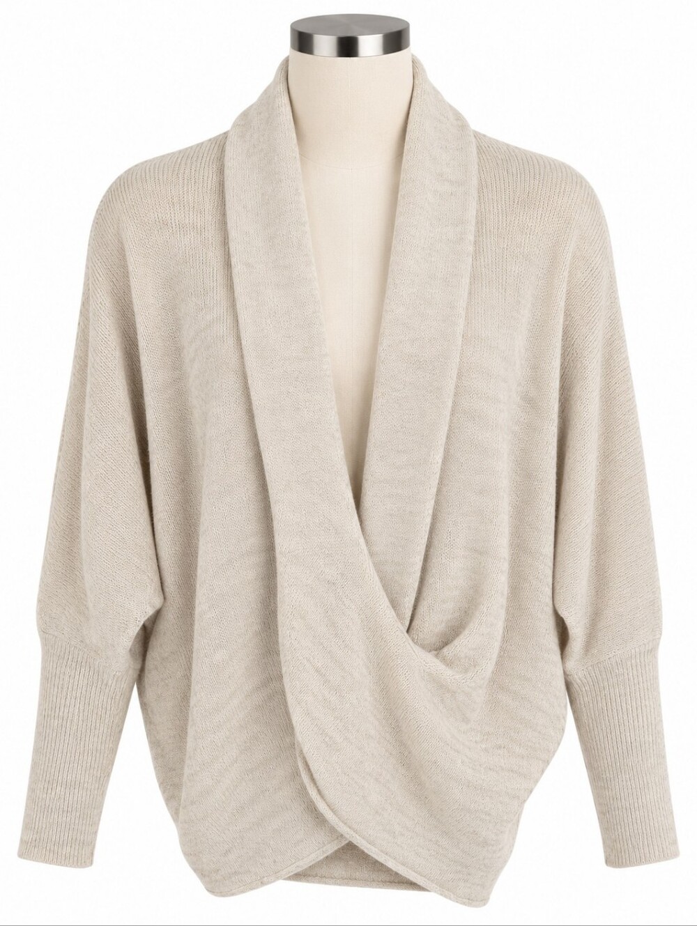 27 Miles Malibu Cashmere Blend Drape Wrap Sweater Oatmeal Beige Knit Womens Sz M